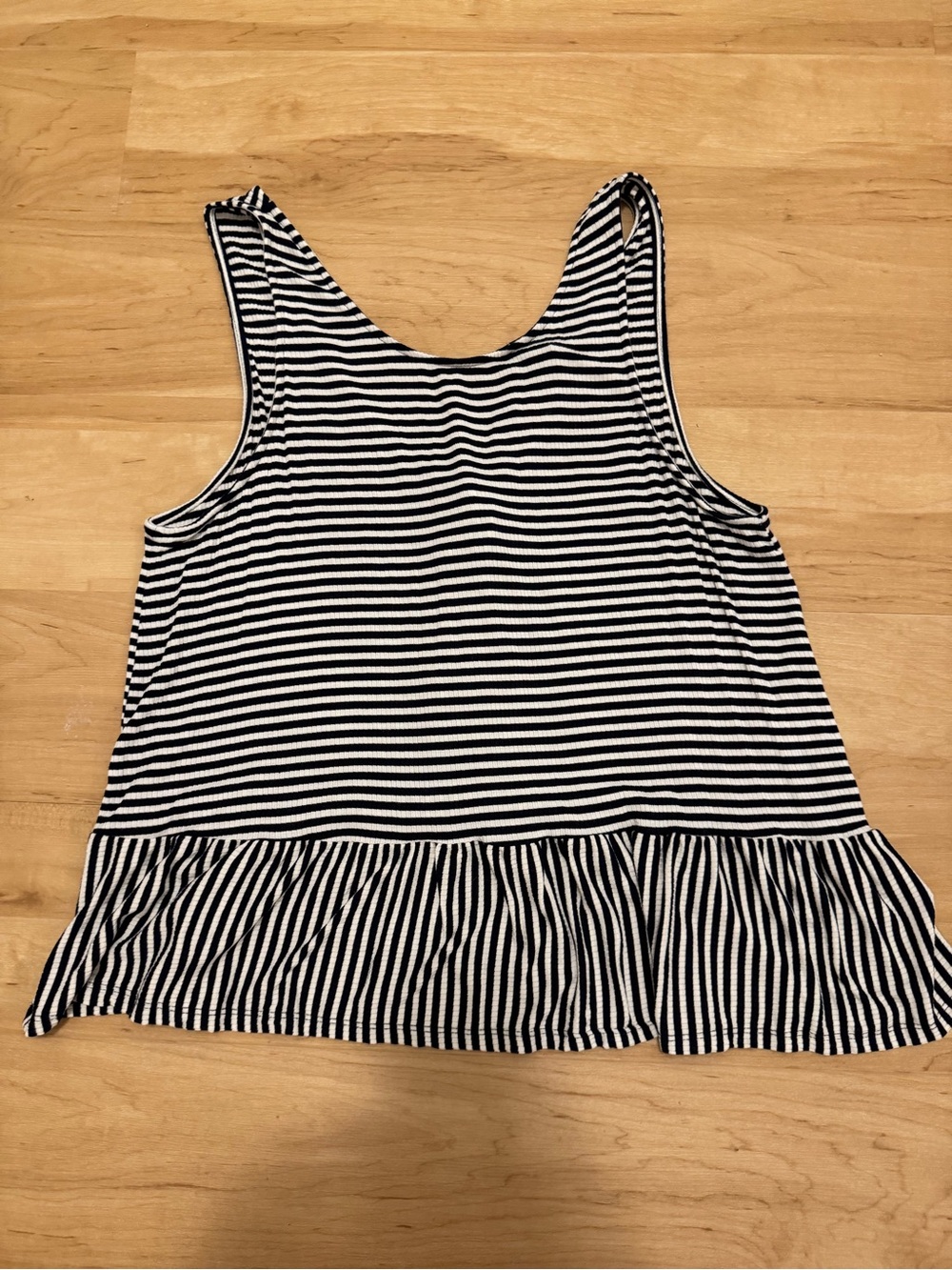 Sunday in Brooklyn Blue and White Ribbed Striped Tank with Back Ties Size Large